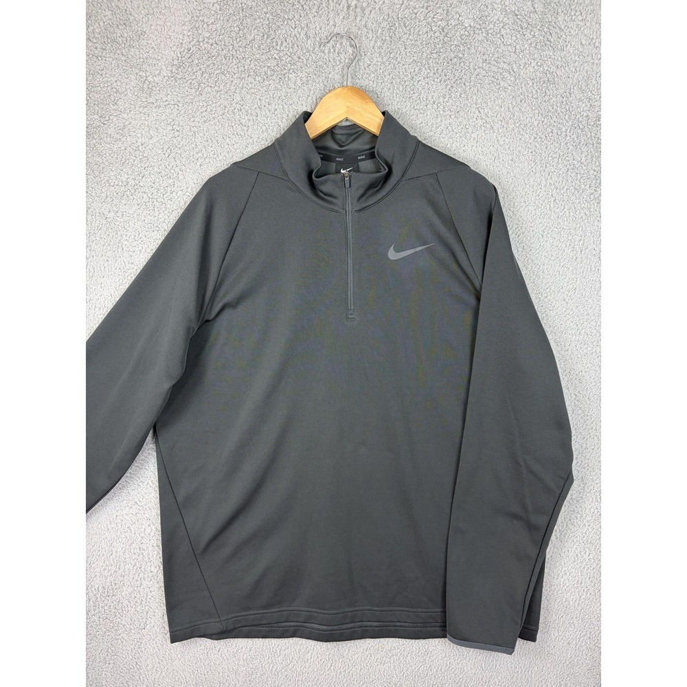 Nike Pullover Mens XL Gray 1/4 Zip Fleece Long Sleeve Training Top Athletic Mens